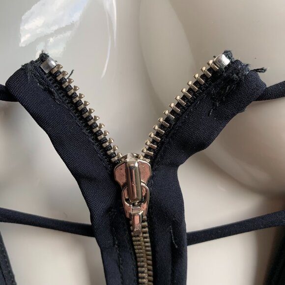 Sauvage Black zipper monokini cut out strappy one piece swimsuit - Picture 9 of 9